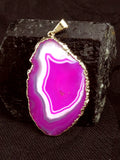 Magenta Agate Slice Pendant