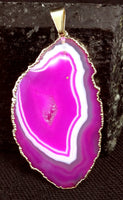 Magenta Agate Slice Pendant