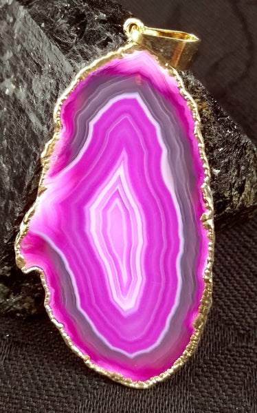 Magenta Agate Slice Pendant