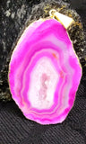 Magenta Agate Slice Pendant