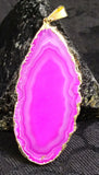 Magenta Agate Slice Pendant