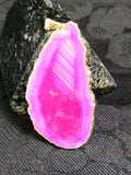 Magenta Agate Slice Pendant