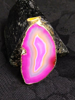 Magenta Agate Slice Pendant