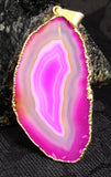 Magenta Agate Slice Pendant