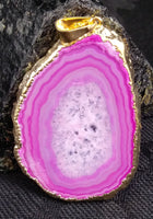 Magenta Agate Slice Pendant