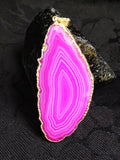 Magenta Agate Slice Pendant