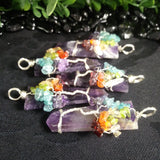 Chevron Amethyst Tree of Life Wire Wrapped Pendant
