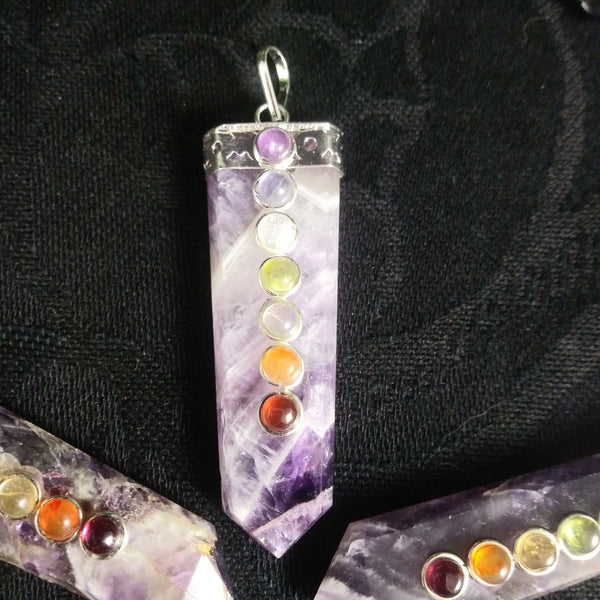 Chevron Amethyst Chakra Pendant