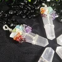 Selenite Chakra Tree Pendant