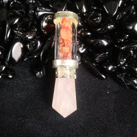 Rose Quartz & Carnelian Vial Pendant