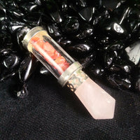 Rose Quartz & Carnelian Vial Pendant