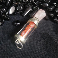 Rose Quartz & Carnelian Vial Pendant