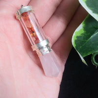 Rose Quartz & Carnelian Vial Pendant