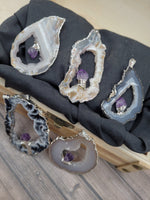 Oco Geode with Amethyst Drop Pendant