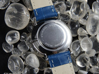 Meteorite & White Sapphire Watch with Blue strap