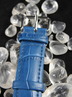 Meteorite & White Sapphire Watch with Blue strap