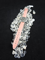 Meteorite & White Sapphire Watch with Pink strap