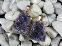 Amethyst Cluster Pendant with Gold Foil