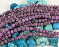Purple Enhanced Kiwi Stone Matte Bead Strand