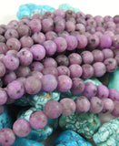 Purple Enhanced Kiwi Stone Matte Bead Strand