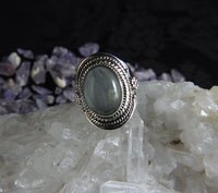 Aquamarine Sterling Silver Ring Size 8