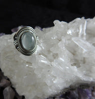 Aquamarine Sterling Silver Ring Size 8