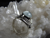 Aquamarine Sterling Silver Ring Size 8