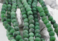 Green Enhanced Kiwi Stone Matte Bead Strand