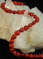 Red Magnesite Skull Bead Strand (Dyed)