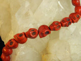 Red Magnesite Skull Bead Strand (Dyed)
