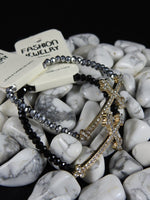 Cross Bracelet (Black or Silver)