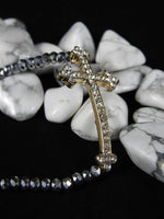 Cross Bracelet (Black or Silver)