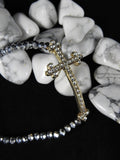 Cross Bracelet (Black or Silver)