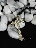 Cross Bracelet (Black or Silver)