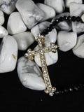 Cross Bracelet (Black or Silver)