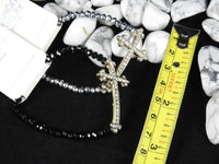 Cross Bracelet (Black or Silver)