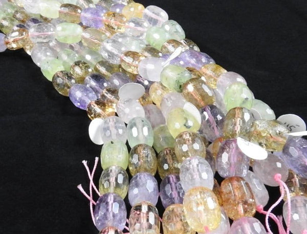 Prehnite, Amethyst, Rose Quartz, and Citrine bead strand