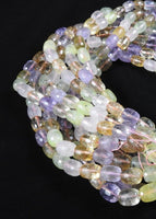 Prehnite, Amethyst, Rose Quartz, and Citrine bead strand