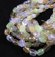 Prehnite, Amethyst, Rose Quartz, and Citrine bead strand