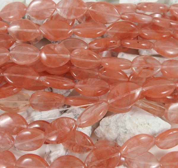 Cherry Quartz Oval Bead Strand