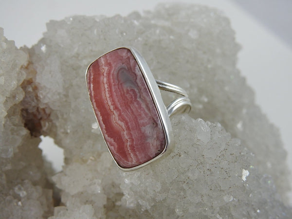 Rhodocrosite Sterling Silver Ring (Size 8.5)