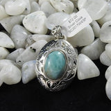 Larimar pendant in Sterling Silver on Moonstone