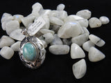 Larimar pendant in Sterling Silver on Moonstone
