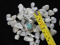 Larimar pendant in Sterling Silver on Moonstone