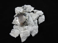 Rose Quartz in sterling silver pendant close up