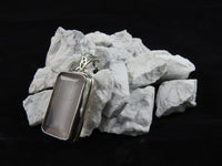 Rose Quartz in sterling silver pendant close up