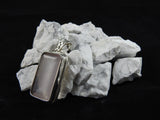 Rose Quartz in sterling silver pendant close up