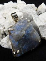Raw Labradorite in Sterling Silver Pendant