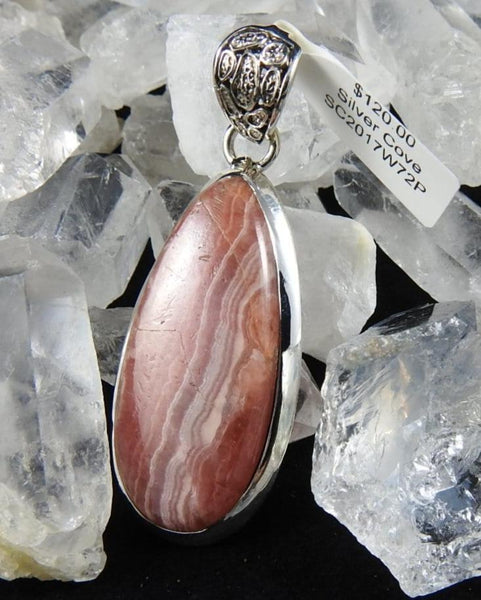 Rhodocrosite in Sterling Silver Pendant