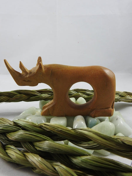 Wooden Carved Rhino Napkin Holders CLOSEOUT